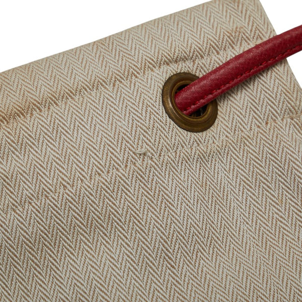 エルメス アリーヌPM ワンショルダーバッグ ベージュ レッド コットン レザー レディース HERMES 【中古】