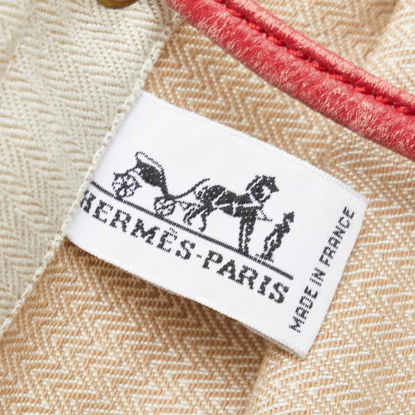 エルメス アリーヌPM ワンショルダーバッグ ベージュ レッド コットン レザー レディース HERMES 【中古】
