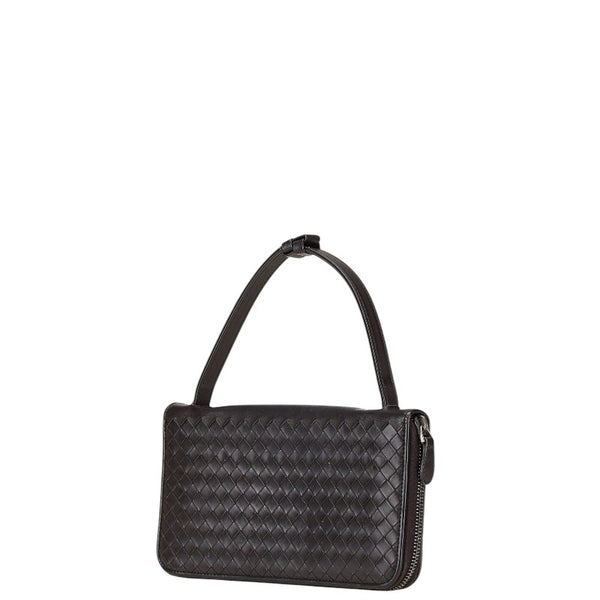 ボッテガヴェネタ イントレチャート ラウンドファスナー 長財布 トラベルウォレット ブラウン レザー メンズ BOTTEGAVENETA 【中古】