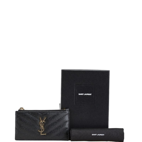 サンローラン YSLロゴ コインケース カードケース 607915 ブラック レザー レディース SAINT LAURENT 【中古】