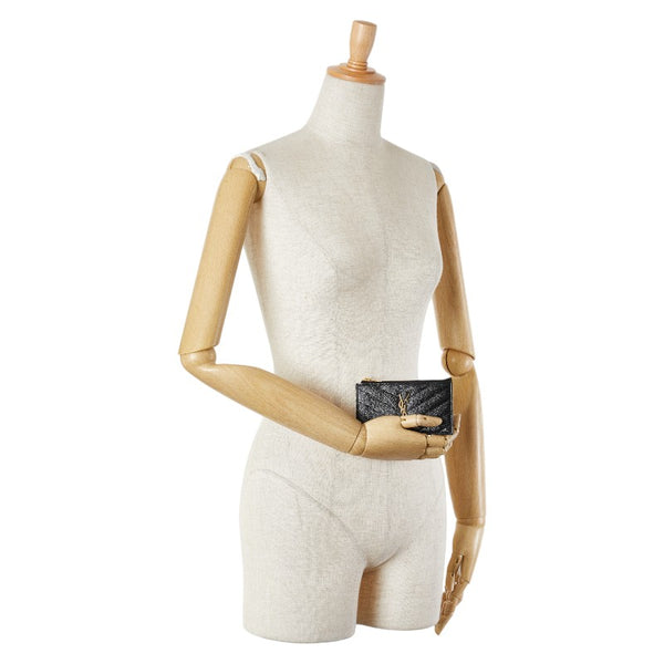 サンローラン YSLロゴ コインケース カードケース 607915 ブラック レザー レディース SAINT LAURENT 【中古】