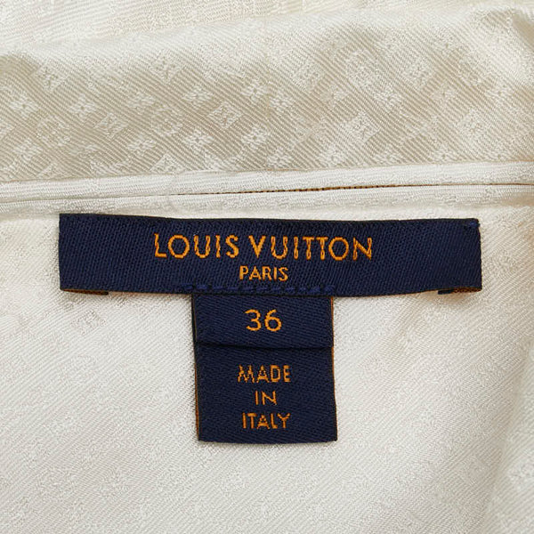 ルイ ヴィトン モノグラム 長袖シャツ ブラウス サイズ:36 アイボリー ホワイト シルク レディース LOUIS VUITTON 【中古】