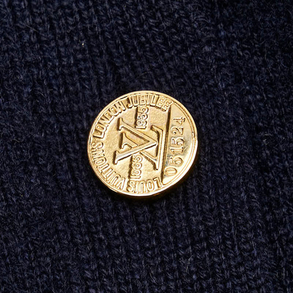 ルイ ヴィトン ロゴボタン ロング ニットカーディガン サイズ:S ネイビー カシミヤ ウール レディース LOUIS VUITTON 【中古】