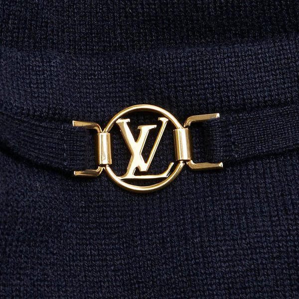 ルイ ヴィトン ロゴボタン ロング ニットカーディガン サイズ:S ネイビー カシミヤ ウール レディース LOUIS VUITTON 【中古】
