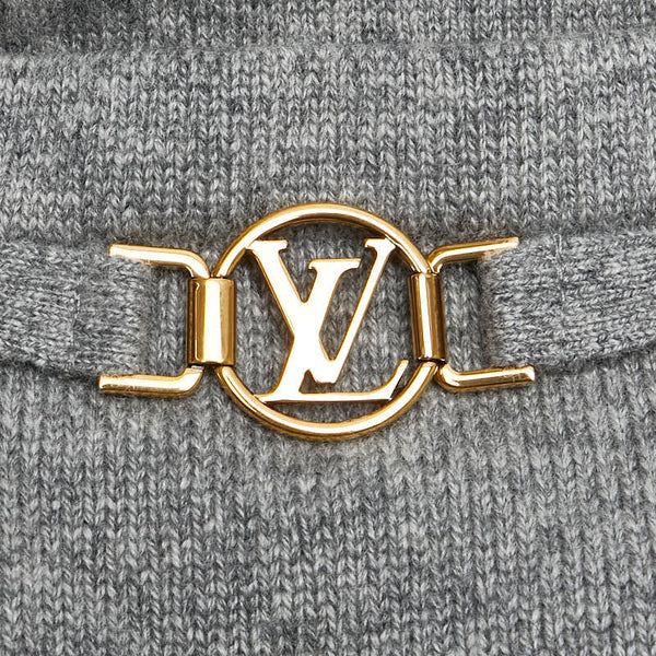 ルイ ヴィトン ロゴボタン ロング ニットカーディガン サイズ:S グレー カシミヤ ウール レディース LOUIS VUITTON 【中古】
