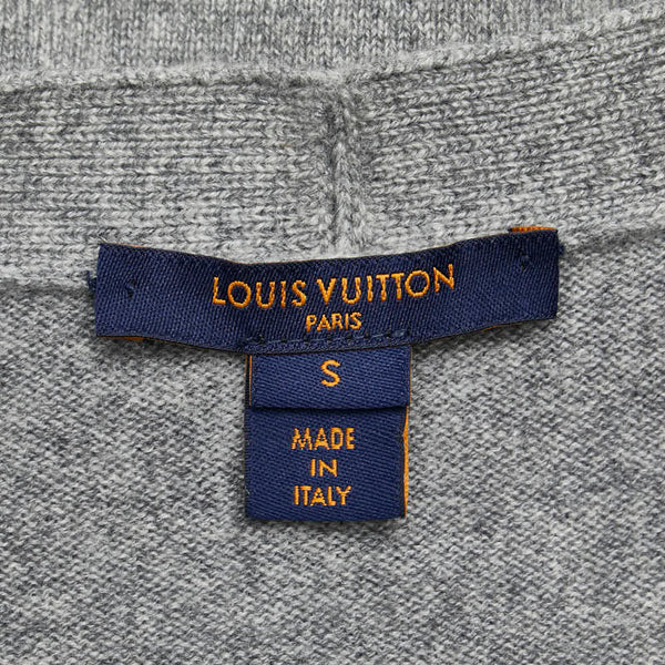 ルイ ヴィトン ロゴボタン ロング ニットカーディガン サイズ:S グレー カシミヤ ウール レディース LOUIS VUITTON 【中古】