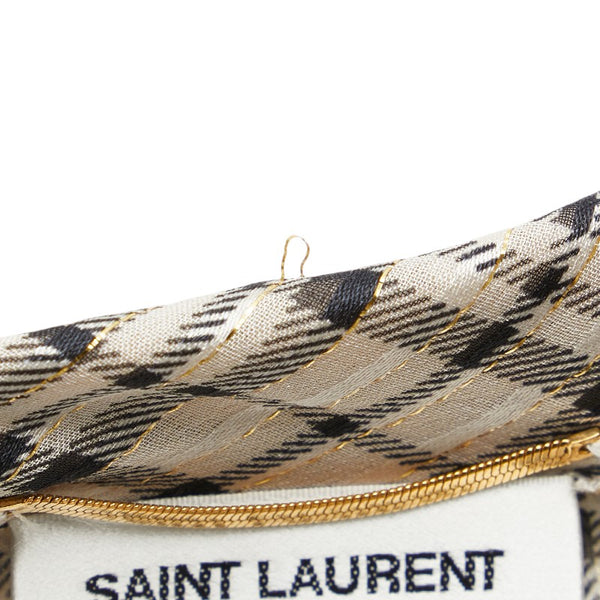 サンローラン チェック シアー 長袖シャツ サイズ:F40 ベージュ ブラック シルク レディース SAINT LAURENT 【中古】