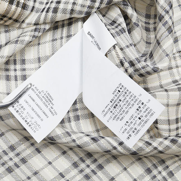 サンローラン チェック シアー 長袖シャツ サイズ:F40 ベージュ ブラック シルク レディース SAINT LAURENT 【中古】