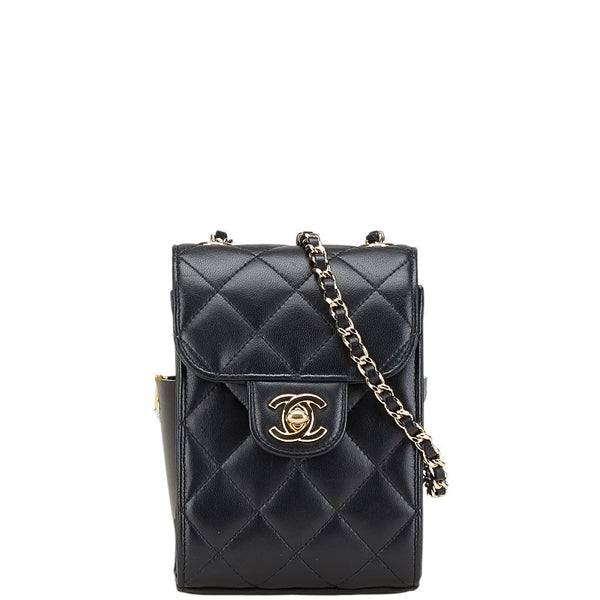 シャネル マトラッセ ココマーク 斜め掛け チェーン ショルダーバッグ ブラック ラムスキン レディース CHANEL 【中古】