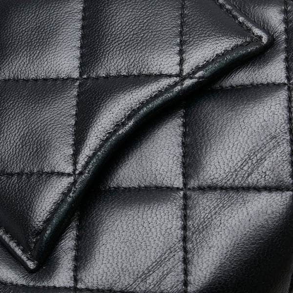 シャネル マトラッセ ココマーク 斜め掛け チェーン ショルダーバッグ ブラック ラムスキン レディース CHANEL 【中古】