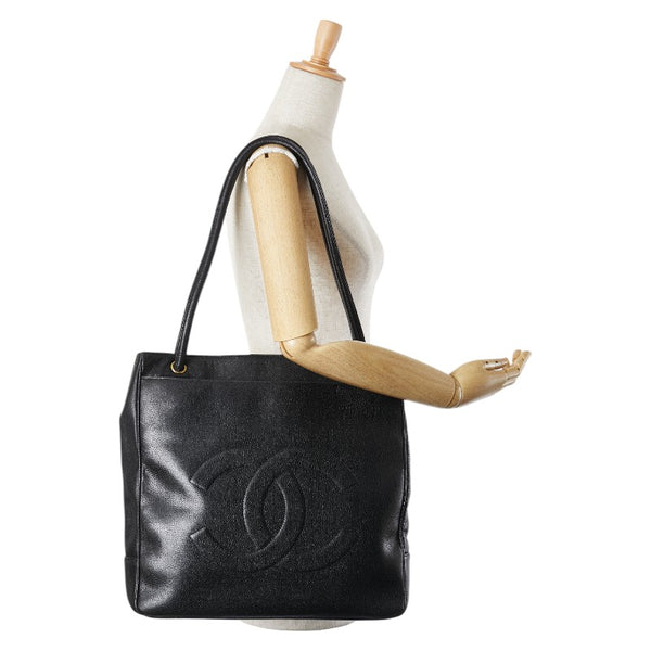 シャネル ココマーク トートバッグ ショルダーバッグ ブラック キャビアスキン レディース CHANEL 【中古】