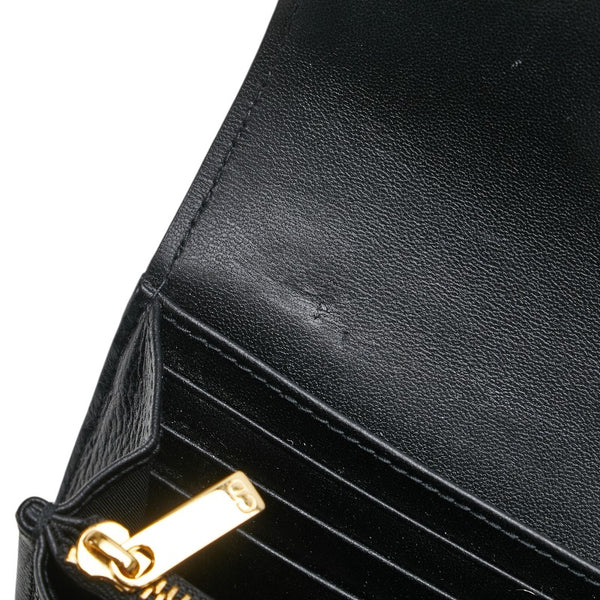 ディオール CDロゴ カナージュ 長財布 ブラック レザー レディース Dior 【中古】