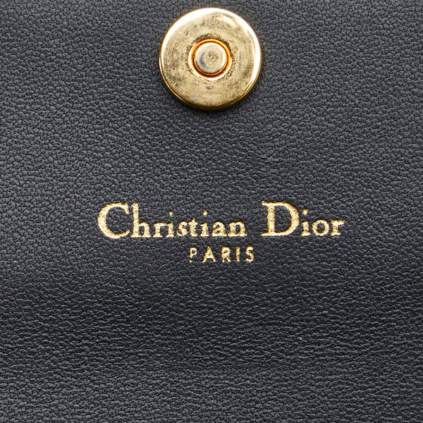 ディオール CDロゴ カナージュ 長財布 ブラック レザー レディース Dior 【中古】