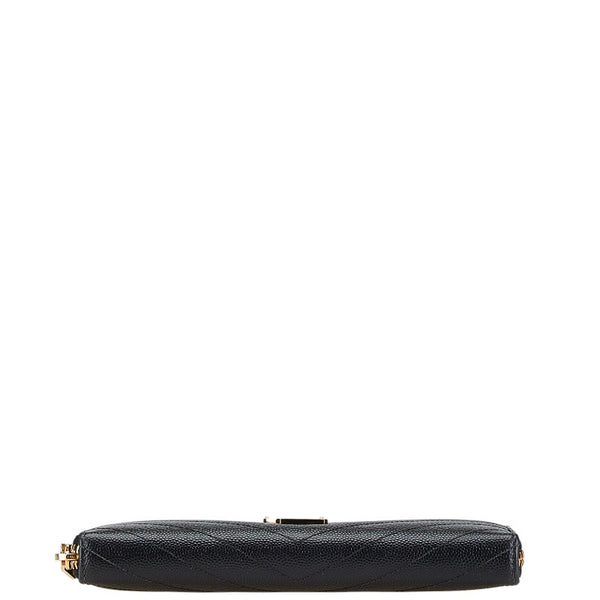 サンローラン YSLロゴ カサンドラ 長財布 ラウンドファスナー ブラック レザー レディース SAINT LAURENT 【中古】