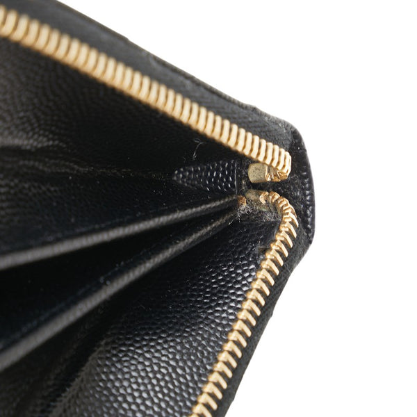サンローラン YSLロゴ カサンドラ 長財布 ラウンドファスナー ブラック レザー レディース SAINT LAURENT 【中古】