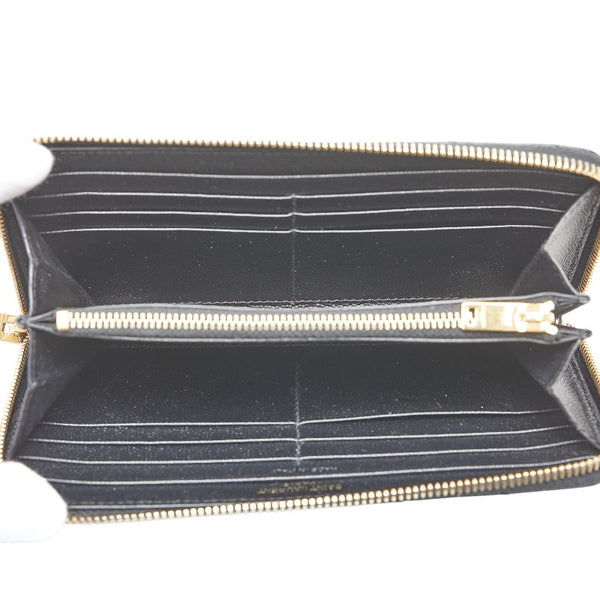 サンローラン YSLロゴ カサンドラ 長財布 ラウンドファスナー ブラック レザー レディース SAINT LAURENT 【中古】
