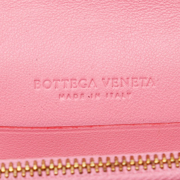 ボッテガヴェネタ イントレチャート 二つ折り財布 577841 ピンク レッド レザー レディース BOTTEGAVENETA 【中古】