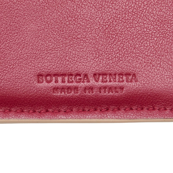 ボッテガヴェネタ イントレチャート 三つ折り財布 ベージュ ピンク レザー レディース BOTTEGAVENETA 【中古】