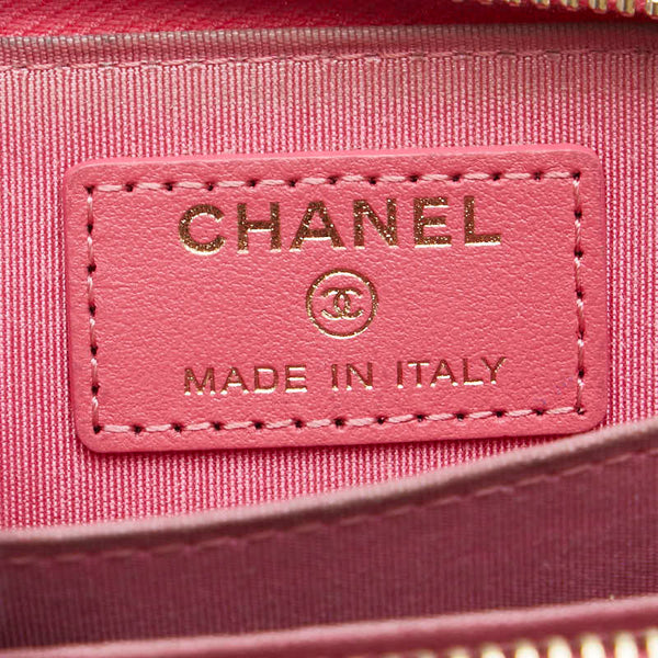 シャネル マトラッセ ココマーク ラウンドファスナー コインケース 小銭入れ ピンク ラムスキン レディース CHANEL 【中古】