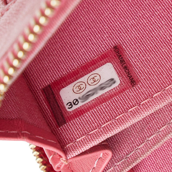 シャネル マトラッセ ココマーク ラウンドファスナー コインケース 小銭入れ ピンク ラムスキン レディース CHANEL 【中古】