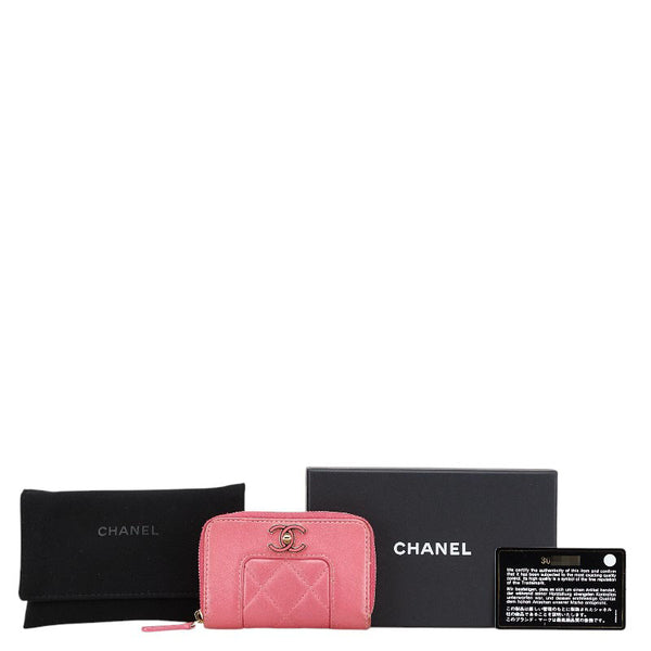 シャネル マトラッセ ココマーク ラウンドファスナー コインケース 小銭入れ ピンク ラムスキン レディース CHANEL 【中古】