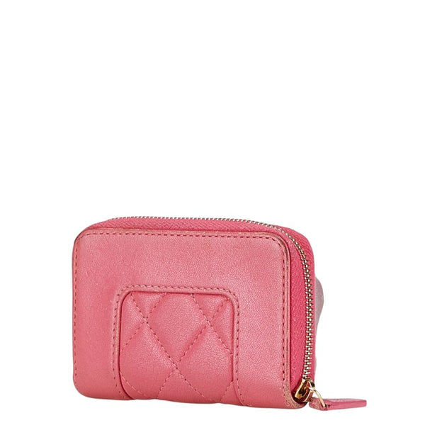 シャネル マトラッセ ココマーク ラウンドファスナー コインケース 小銭入れ ピンク ラムスキン レディース CHANEL 【中古】