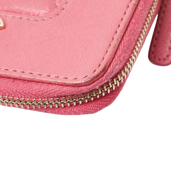 シャネル マトラッセ ココマーク ラウンドファスナー コインケース 小銭入れ ピンク ラムスキン レディース CHANEL 【中古】