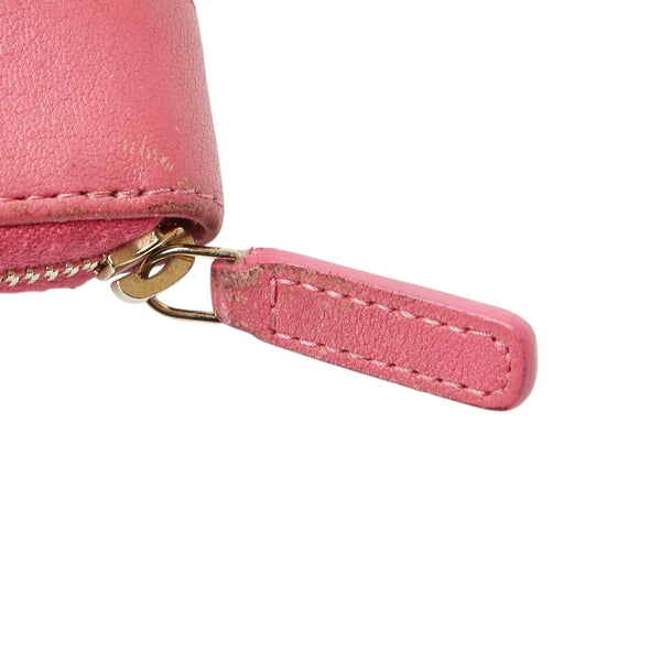 シャネル マトラッセ ココマーク ラウンドファスナー コインケース 小銭入れ ピンク ラムスキン レディース CHANEL 【中古】
