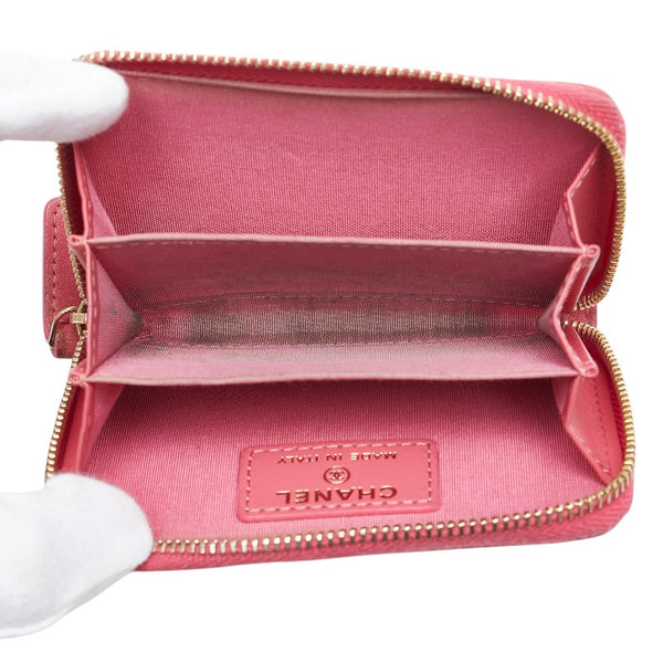 シャネル マトラッセ ココマーク ラウンドファスナー コインケース 小銭入れ ピンク ラムスキン レディース CHANEL 【中古】