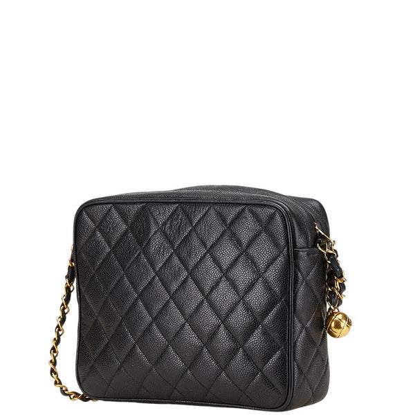 シャネル ヴィンテージ マトラッセ ココマーク チェーンショルダーバッグ ブラック キャビアスキン レディース CHANEL 【中古】