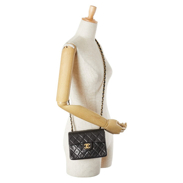 シャネル マトラッセ ココマーク チェーン ショルダーバッグ ブラック ラムスキン レディース CHANEL 【中古】