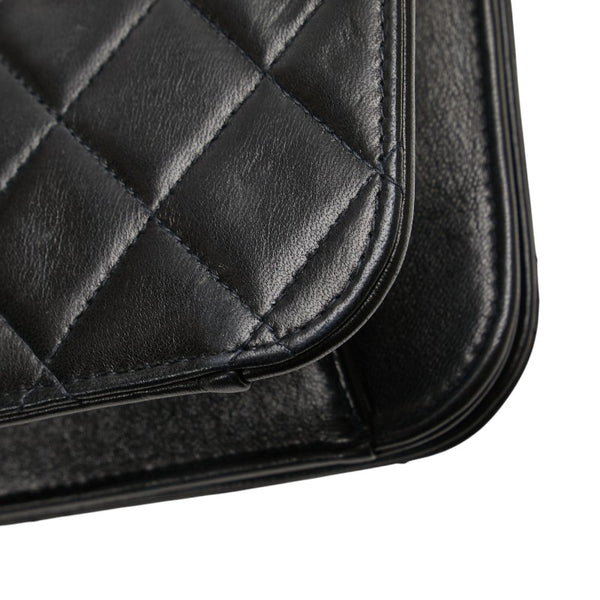 シャネル マトラッセ ココマーク プッシュロック チェーン ショルダーバッグ ブラック ラムスキン レディース CHANEL 【中古】