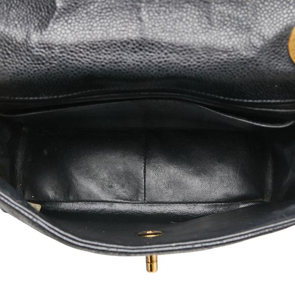 シャネル デカココマーク マトラッセ チェーン ショルダーバッグ ブラック キャビアスキン レディース CHANEL 【中古】