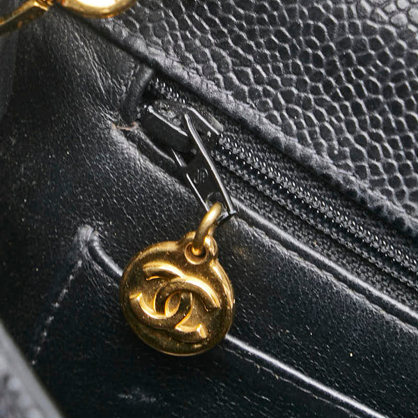 シャネル デカココマーク マトラッセ チェーン ショルダーバッグ ブラック キャビアスキン レディース CHANEL 【中古】