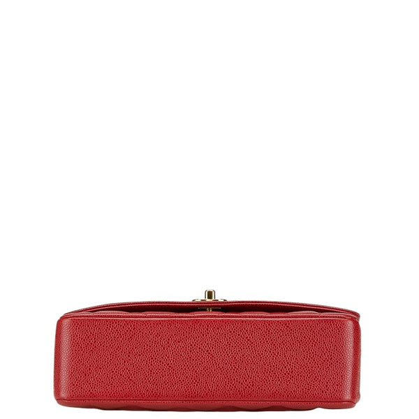 シャネル ダイアナ25 マトラッセ ココマーク  チェーン ショルダーバッグ レッド キャビアスキン レディース CHANEL 【中古】