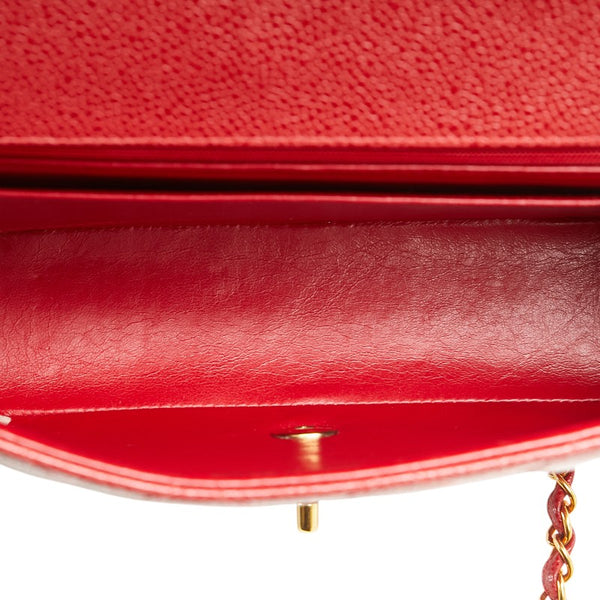 シャネル ダイアナ25 マトラッセ ココマーク  チェーン ショルダーバッグ レッド キャビアスキン レディース CHANEL 【中古】