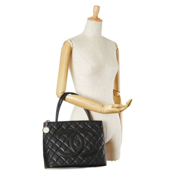 シャネル マトラッセ 復刻トート ココマーク ハンドバッグ トートバッグ A01804 ブラック キャビアスキン レディース CHANEL 【中古】