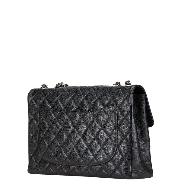 シャネル マトラッセ30 ココマーク ダブルフラップ チェーン ショルダーバッグ ブラック キャビアスキン レディース CHANEL 【中古】