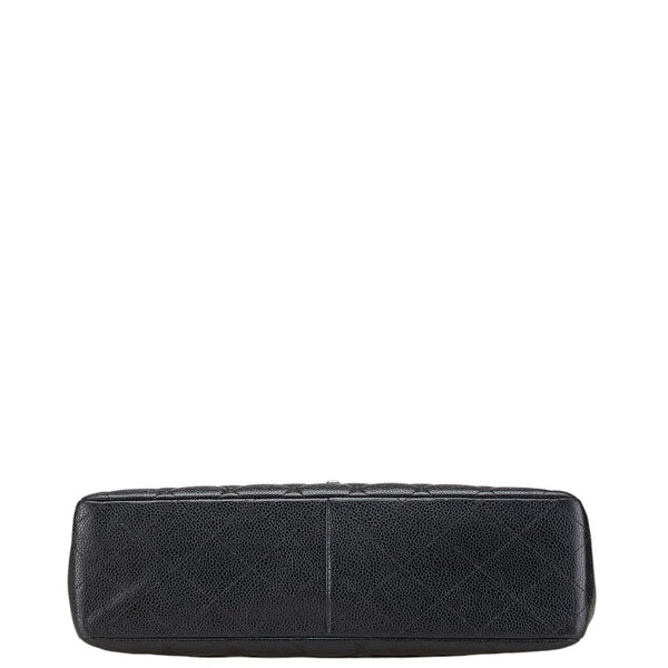 シャネル マトラッセ30 ココマーク ダブルフラップ チェーン ショルダーバッグ ブラック キャビアスキン レディース CHANEL 【中古】