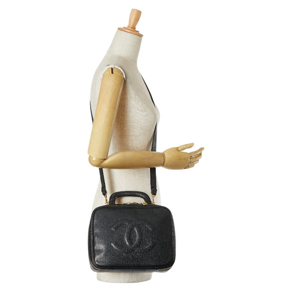 シャネル ココマーク バニティバッグ ショルダーバッグ 2WAY ブラック キャビアスキン レディース CHANEL 【中古】