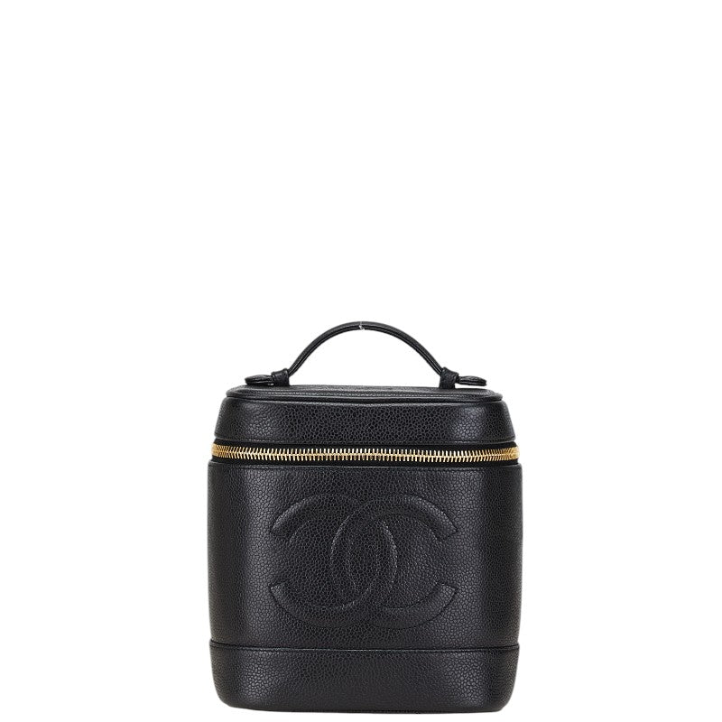 シャネル ココマーク バニティバッグ 化粧ボックス ブラック キャビアスキン レディース CHANEL 【中古】