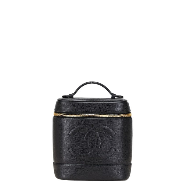 シャネル ココマーク バニティバッグ 化粧ボックス ブラック キャビアスキン レディース CHANEL 【中古】