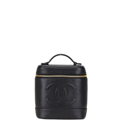 シャネル ココマーク バニティバッグ 化粧ボックス ブラック キャビアスキン レディース CHANEL 【中古】