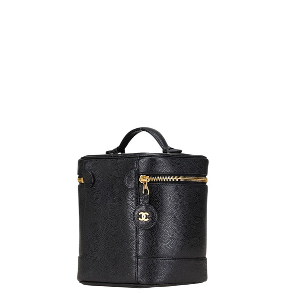 シャネル ココマーク バニティバッグ 化粧ボックス ブラック キャビアスキン レディース CHANEL 【中古】