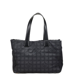 シャネル ニュートラベルライン トートMM トートバッグ ハンドバッグ ブラック ナイロン レザー レディース CHANEL 【中古】
