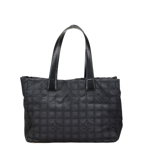 シャネル ニュートラベルライン トートMM トートバッグ ハンドバッグ ブラック ナイロン レザー レディース CHANEL 【中古】