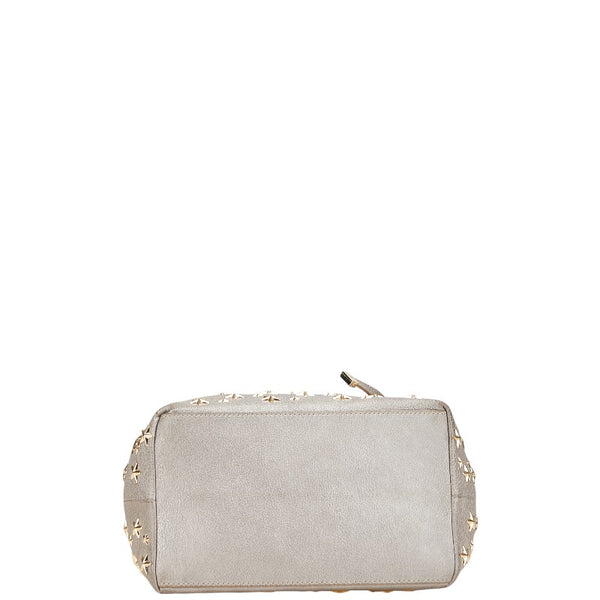 ジミーチュウ サシャS スタースタッズ ハンドバッグ トートバッグ グレー ゴールド レザー レディース JIMMY CHOO 【中古】