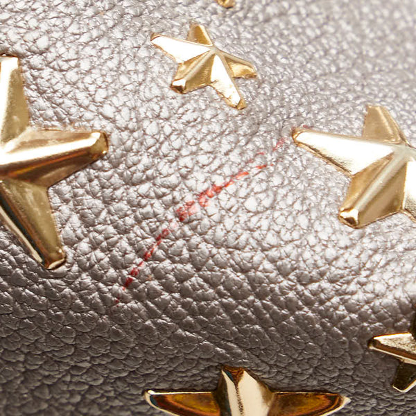 ジミーチュウ サシャS スタースタッズ ハンドバッグ トートバッグ グレー ゴールド レザー レディース JIMMY CHOO 【中古】
