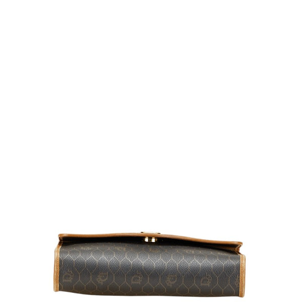 ディオール ハニカム 斜め掛け ショルダーバッグ ブラック ブラウン PVC レザー レディース Dior 【中古】