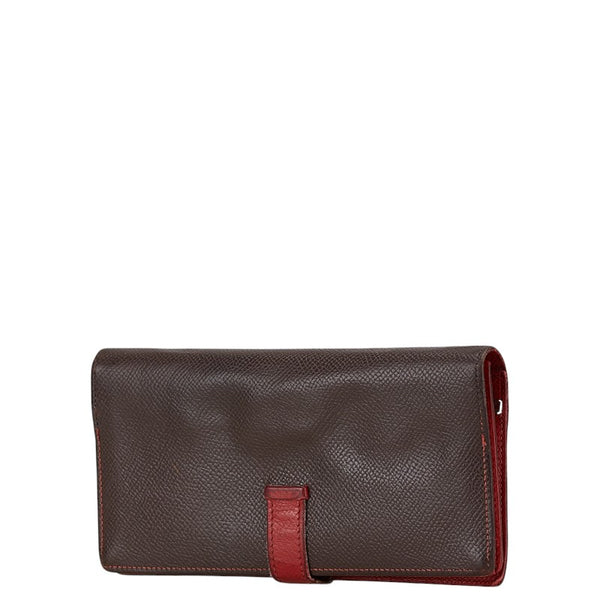 エルメス ベアン スフレ 長財布 ショコラ ルージュガランス ヴォーエプソン レディース HERMES 【中古】